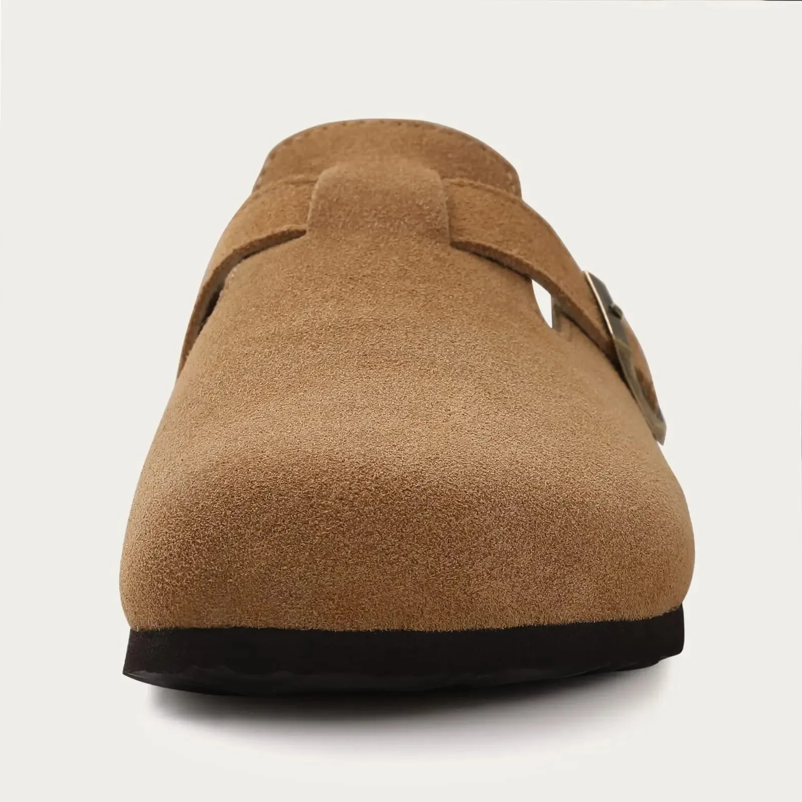 Suede Clogs - Mules with Cork Footbed, Arch Support, Fashionable Non-Slip Outdoor Beach Slippers, Home Shoes for Women