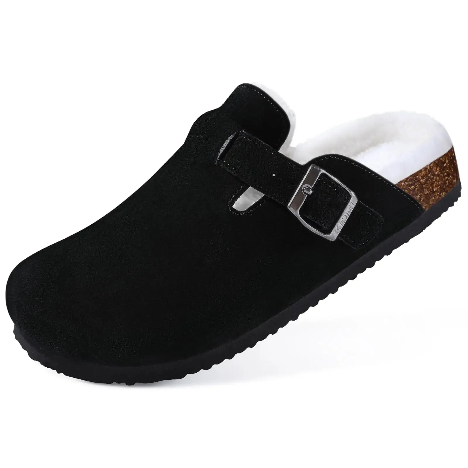 Suede Clogs - Mules with Cork Footbed, Arch Support, Fashionable Non-Slip Outdoor Beach Slippers, Home Shoes for Women