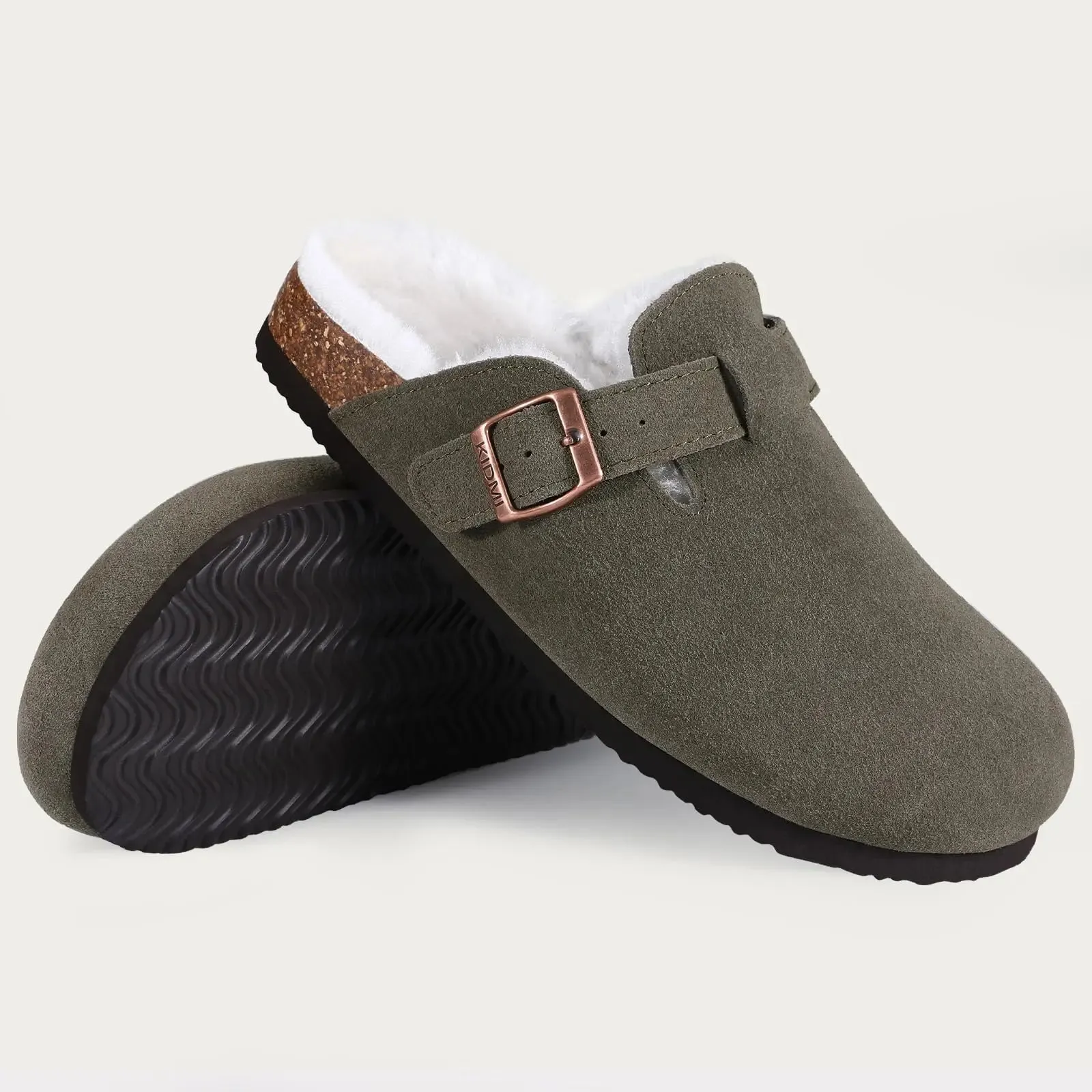 Suede Clogs - Mules with Cork Footbed, Arch Support, Fashionable Non-Slip Outdoor Beach Slippers, Home Shoes for Women