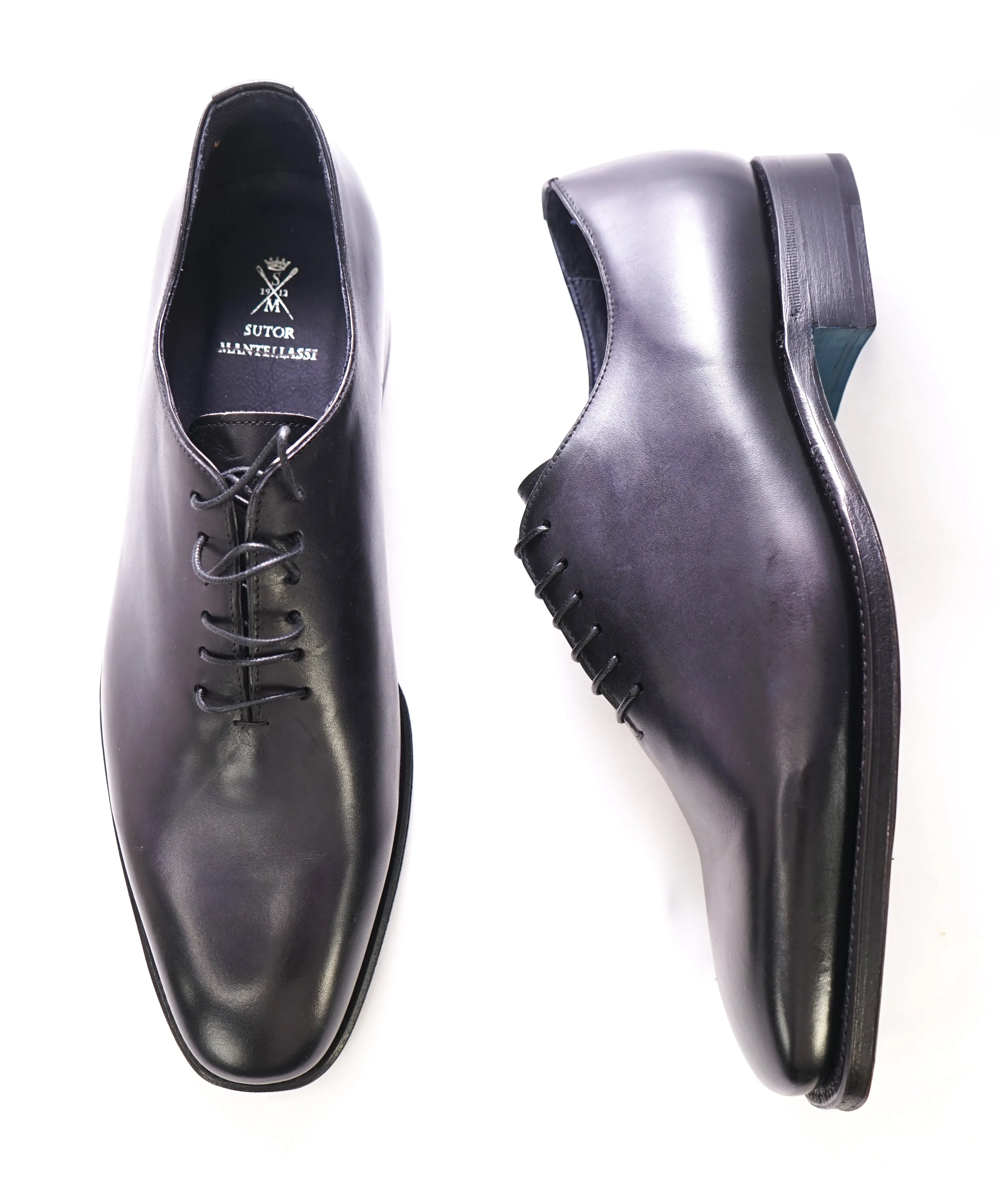 SUTOR MANTELLASSI - "Wholecut" Blue Slim Silhouette Oxford  - 10 US