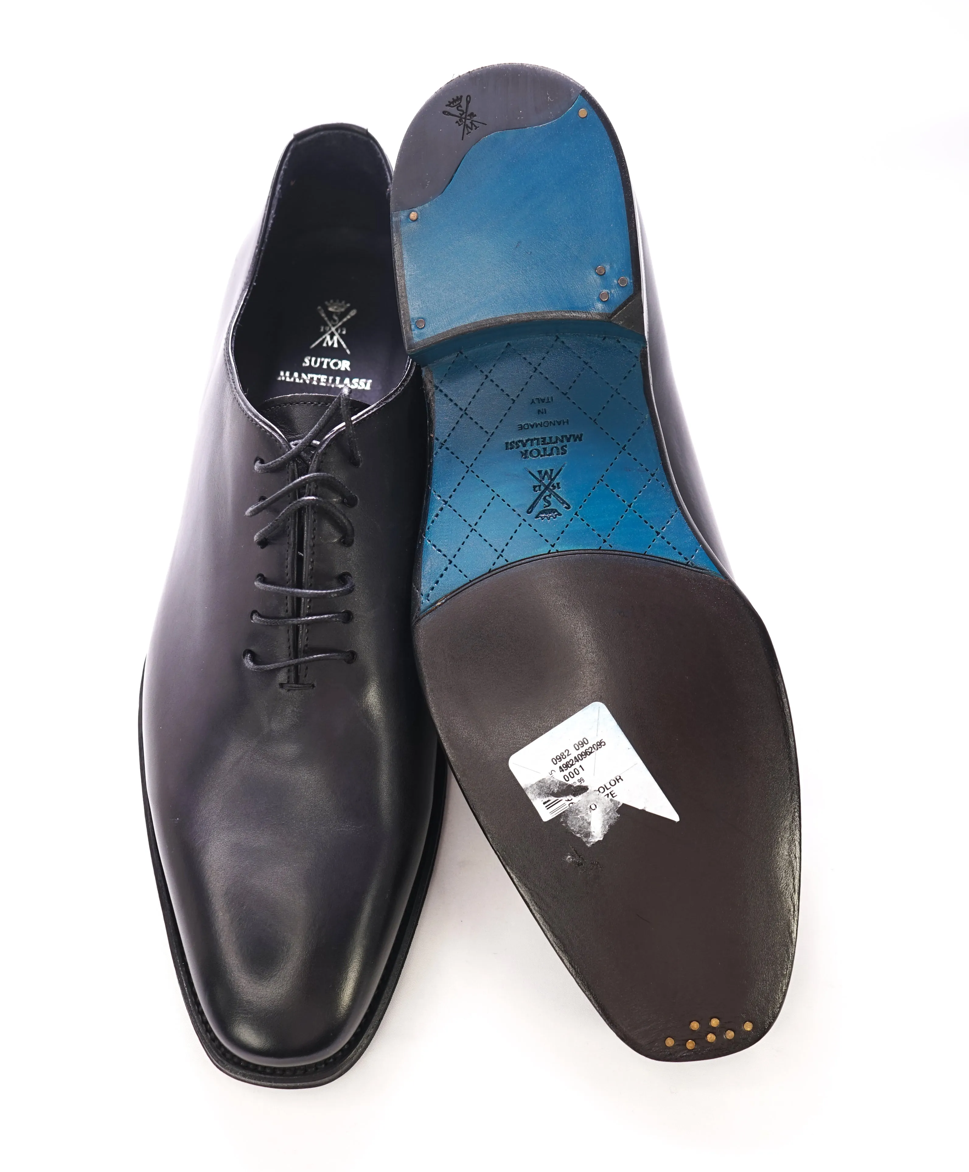 SUTOR MANTELLASSI - "Wholecut" Blue Slim Silhouette Oxford  - 10 US