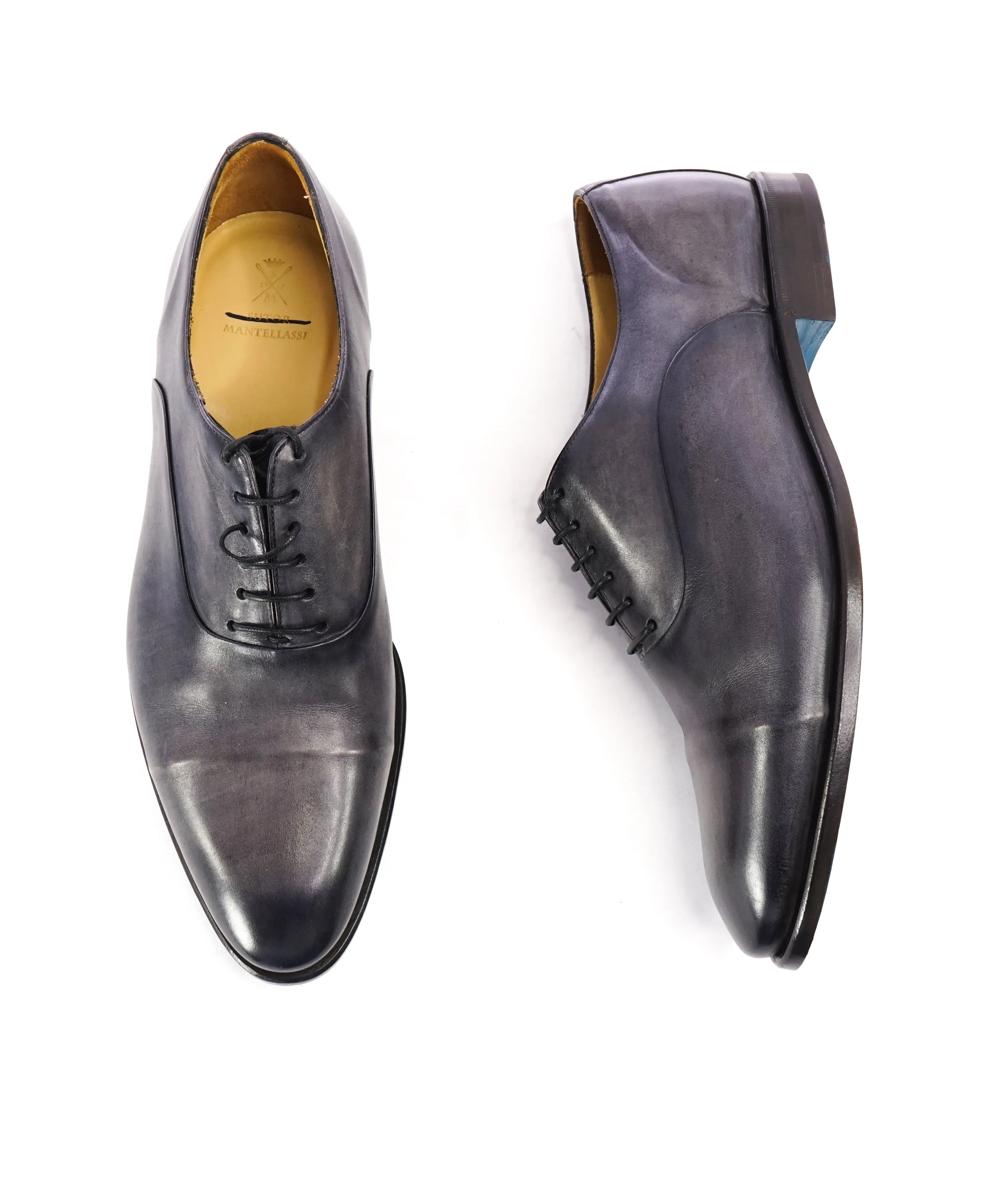 SUTOR MANTELLASSI - "Wholecut" Gray Slim Silhouette Oxford  - 9 W US