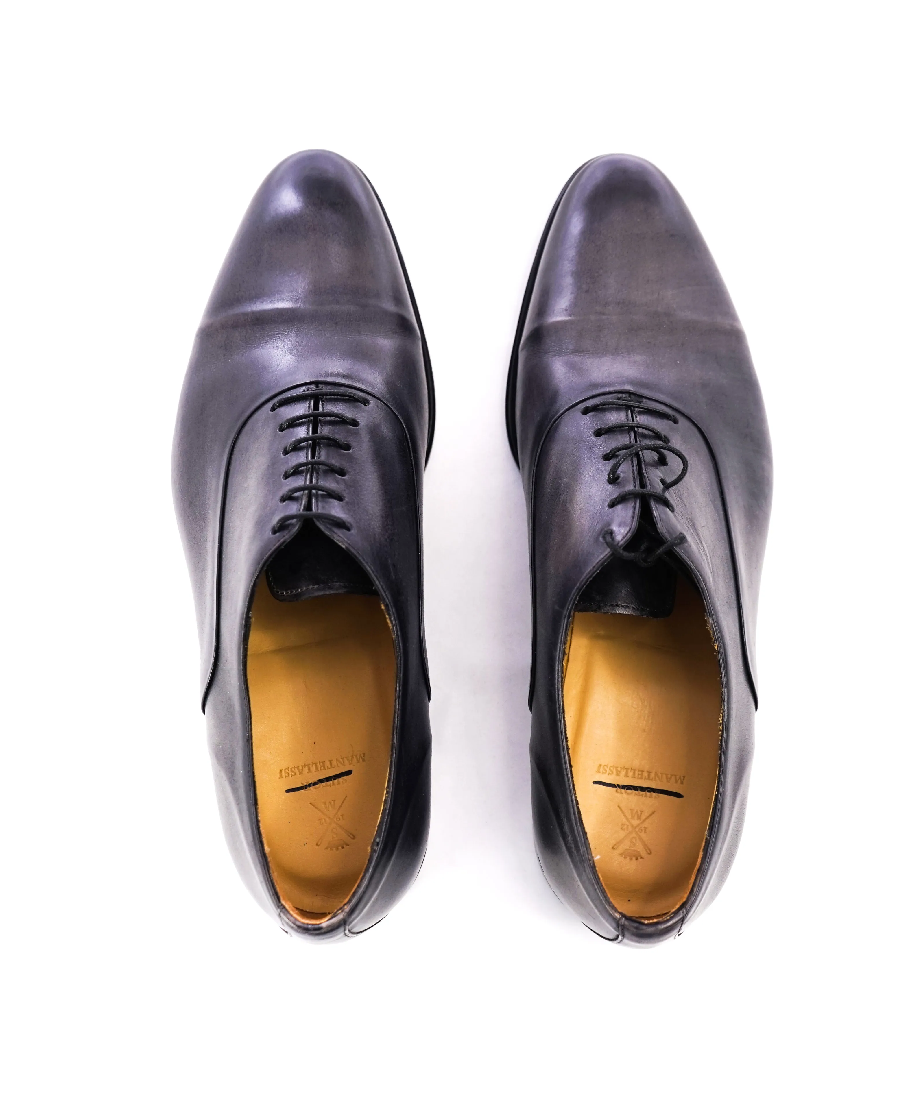 SUTOR MANTELLASSI - "Wholecut" Gray Slim Silhouette Oxford  - 9 W US