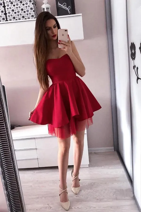 Sweetheart Pink Mini Homecoming Dresses Simple Short Prom Dress HD0145