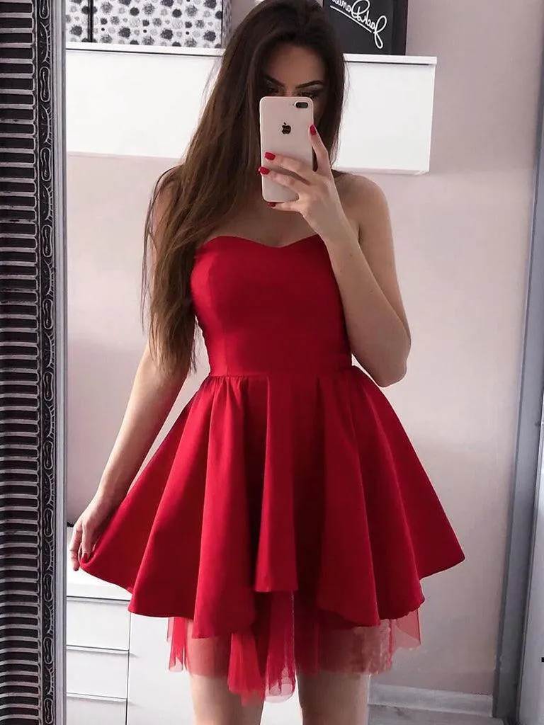 Sweetheart Pink Mini Homecoming Dresses Simple Short Prom Dress HD0145