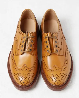 Tan Leather Brogue Wingtip Round Toe Goodyear Welted Oxfords - Formal Shoes