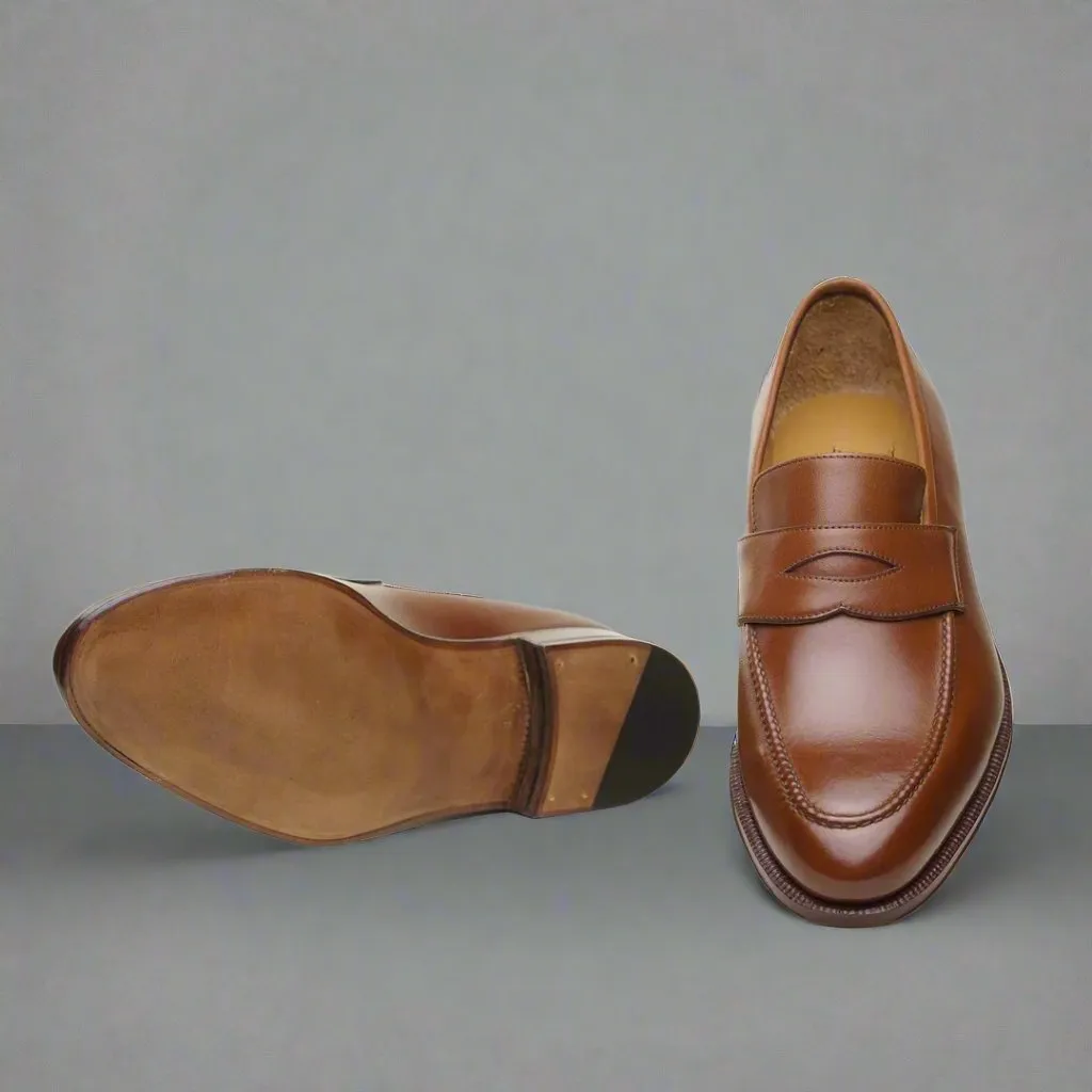 Tan Leather Madeira Penny Loafers - Loafers Shoes