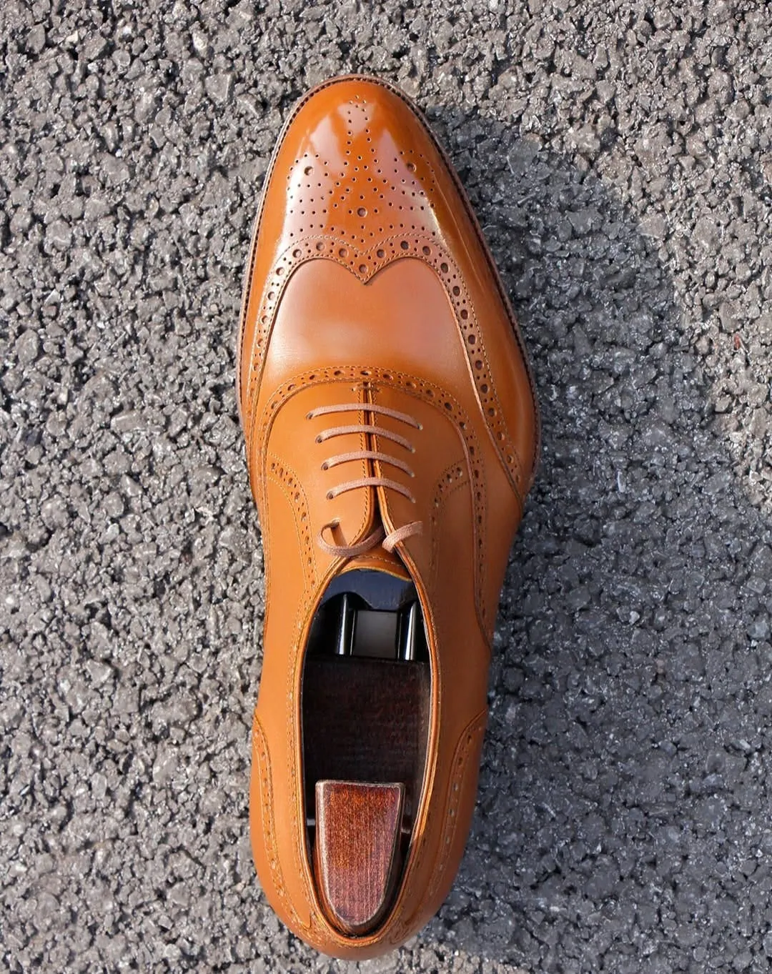 TAN LEATHER MODENA BROGUE WINGTIP OXFORD SHOE-FORMAL SHOES