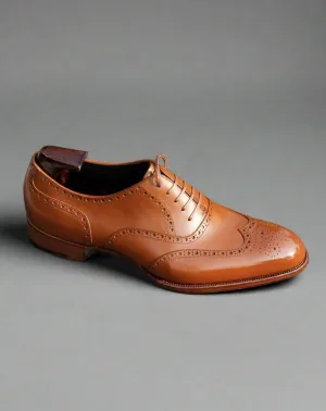 TAN LEATHER MODENA BROGUE WINGTIP OXFORD SHOE-FORMAL SHOES