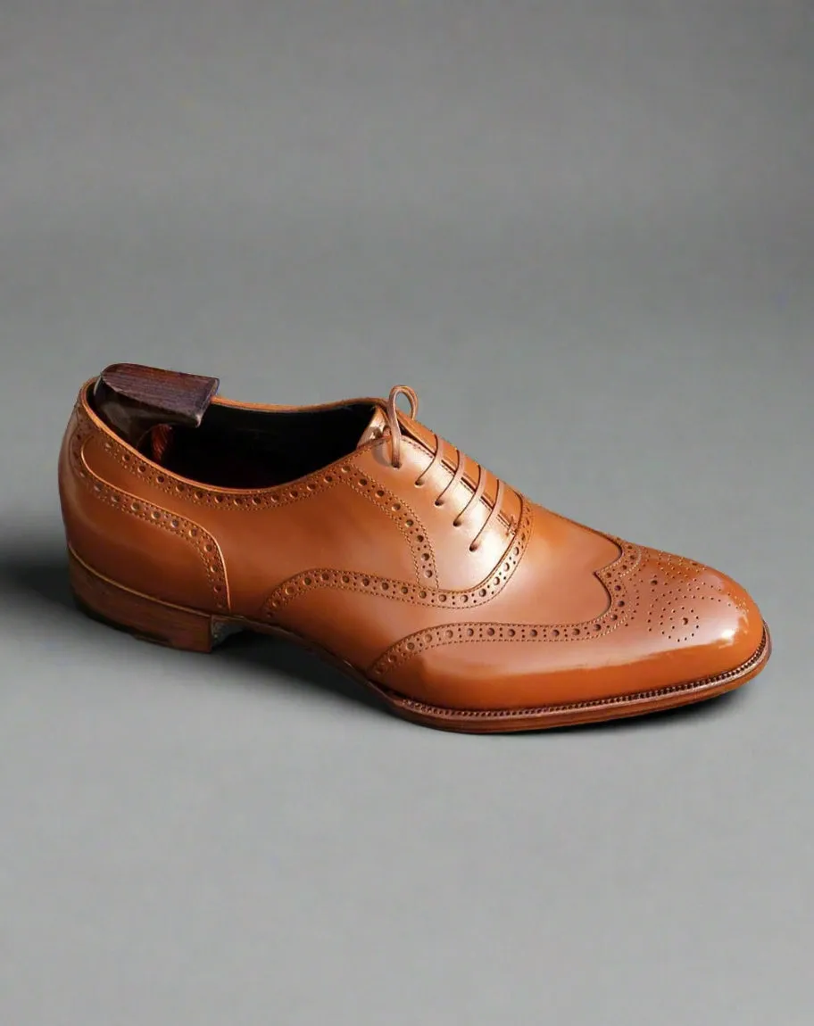 TAN LEATHER MODENA BROGUE WINGTIP OXFORD SHOE-FORMAL SHOES