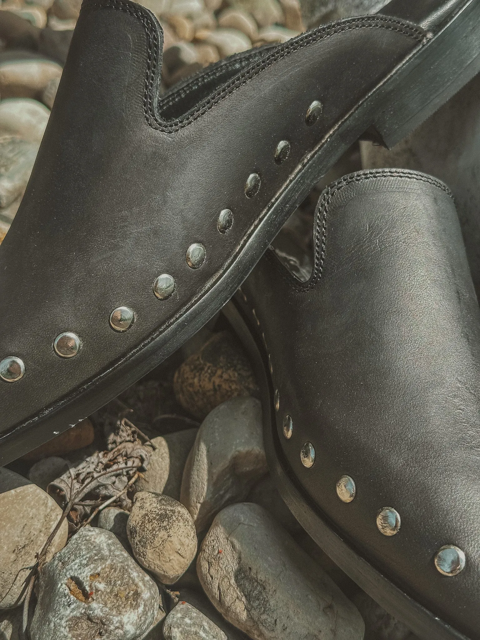 The Adair Black Studded Mules