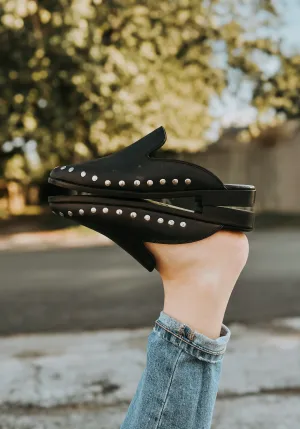 The Adair Black Studded Mules