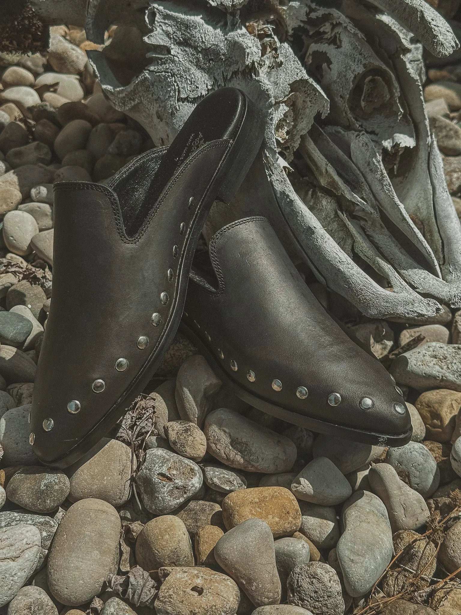 The Adair Black Studded Mules