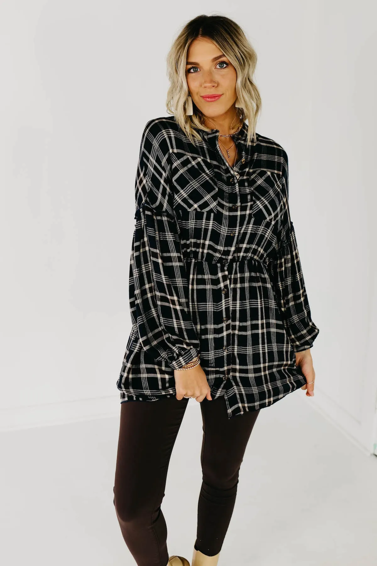 The Brady Plaid Shirt Dress - Navy