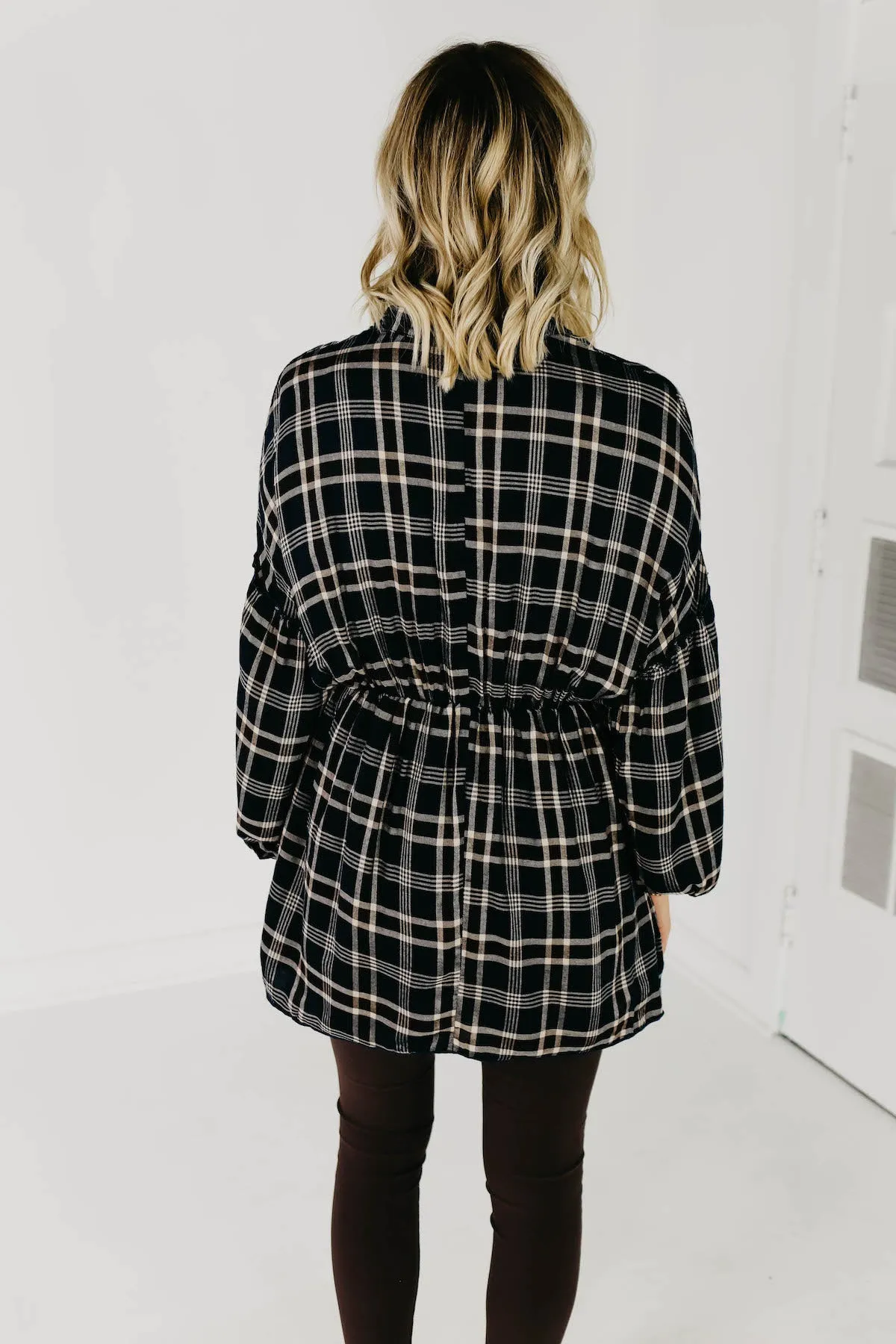 The Brady Plaid Shirt Dress - Navy