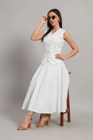 The Classic Waistcoat & Skirt Set, Printed Sky Blue