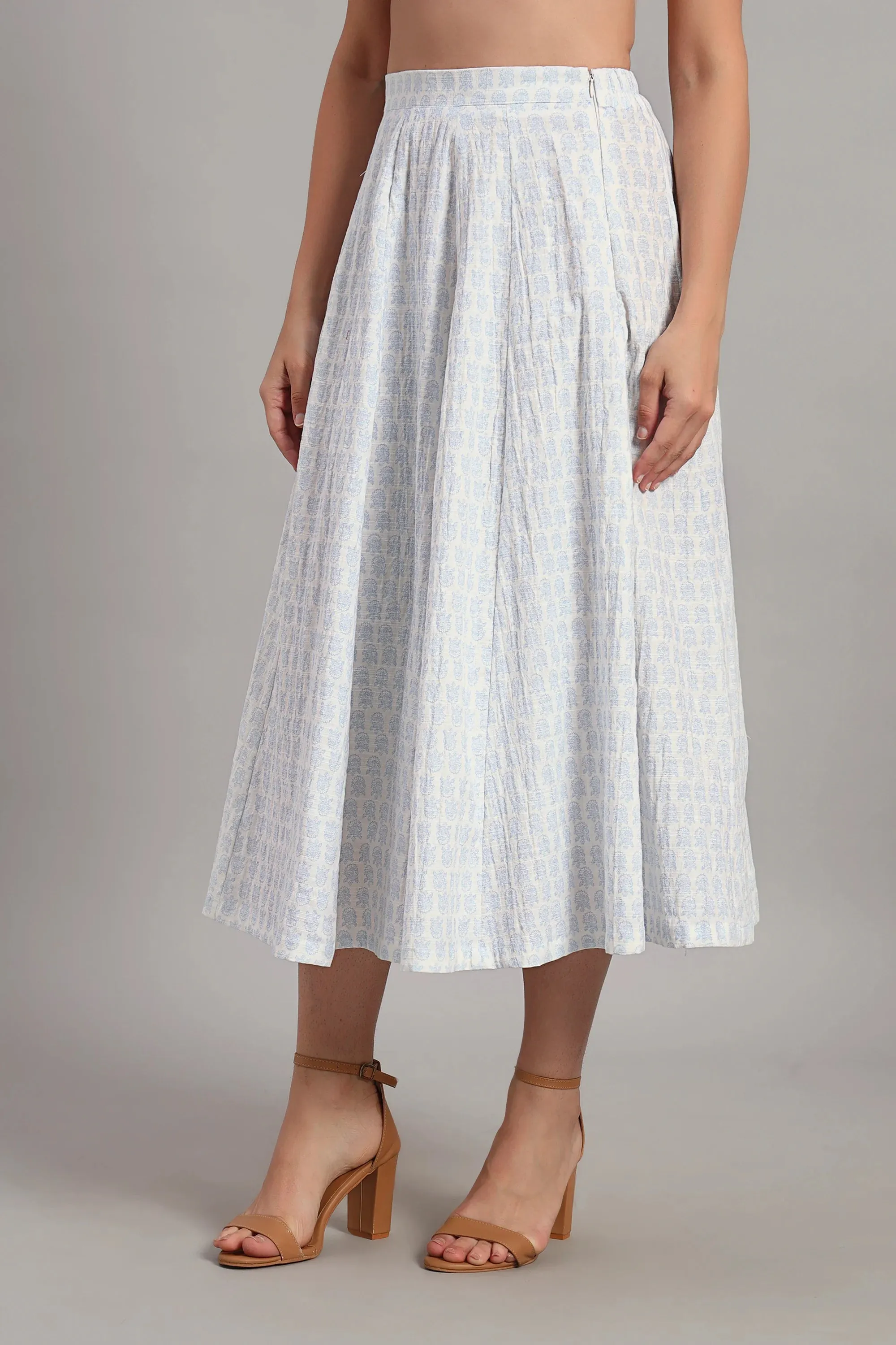 The Classic Waistcoat & Skirt Set, Printed Sky Blue