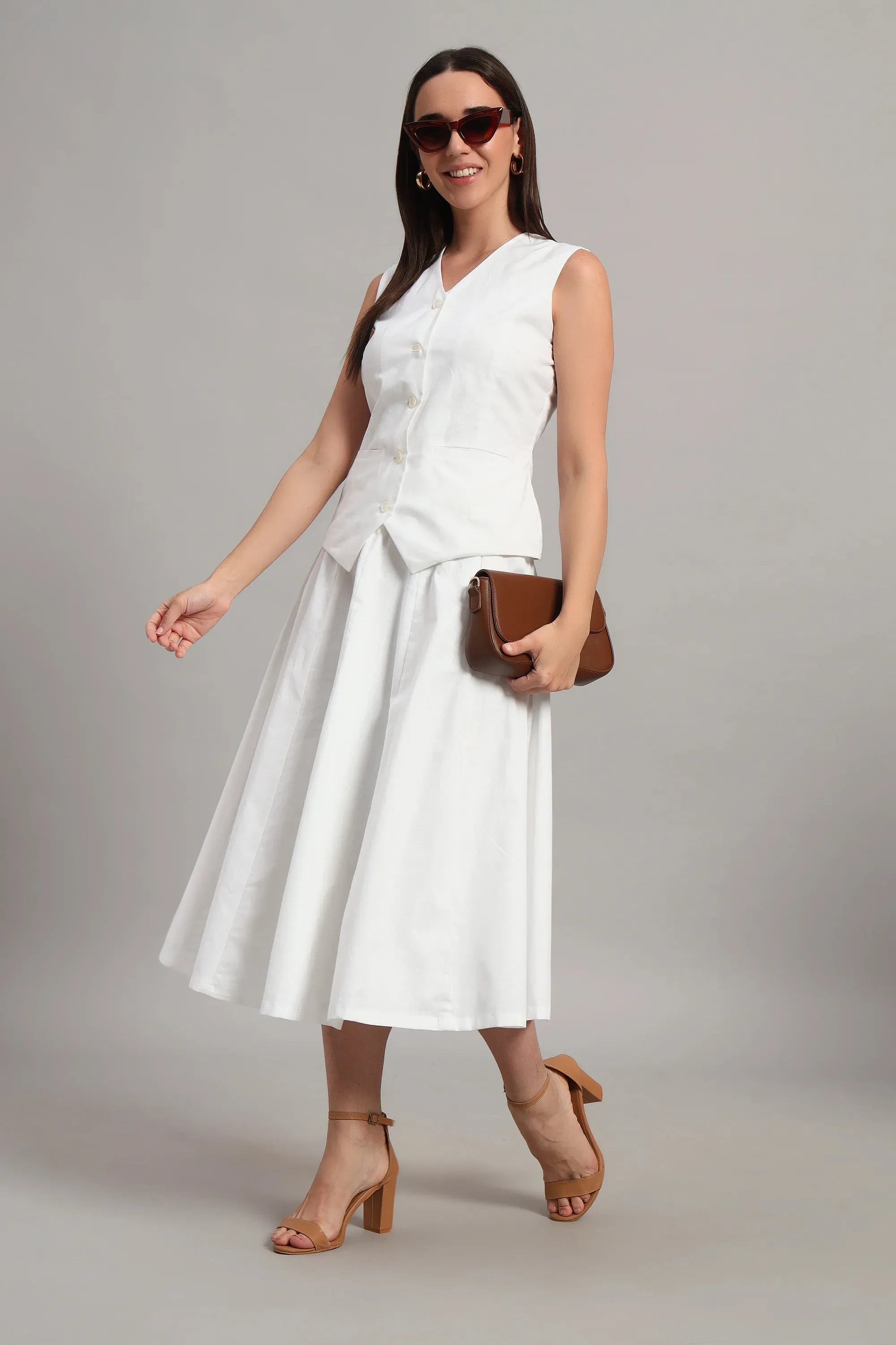 The Classic White Waistcoat & Skirt Set