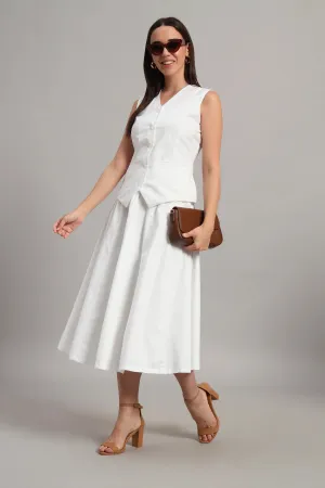 The Classic White Waistcoat & Skirt Set