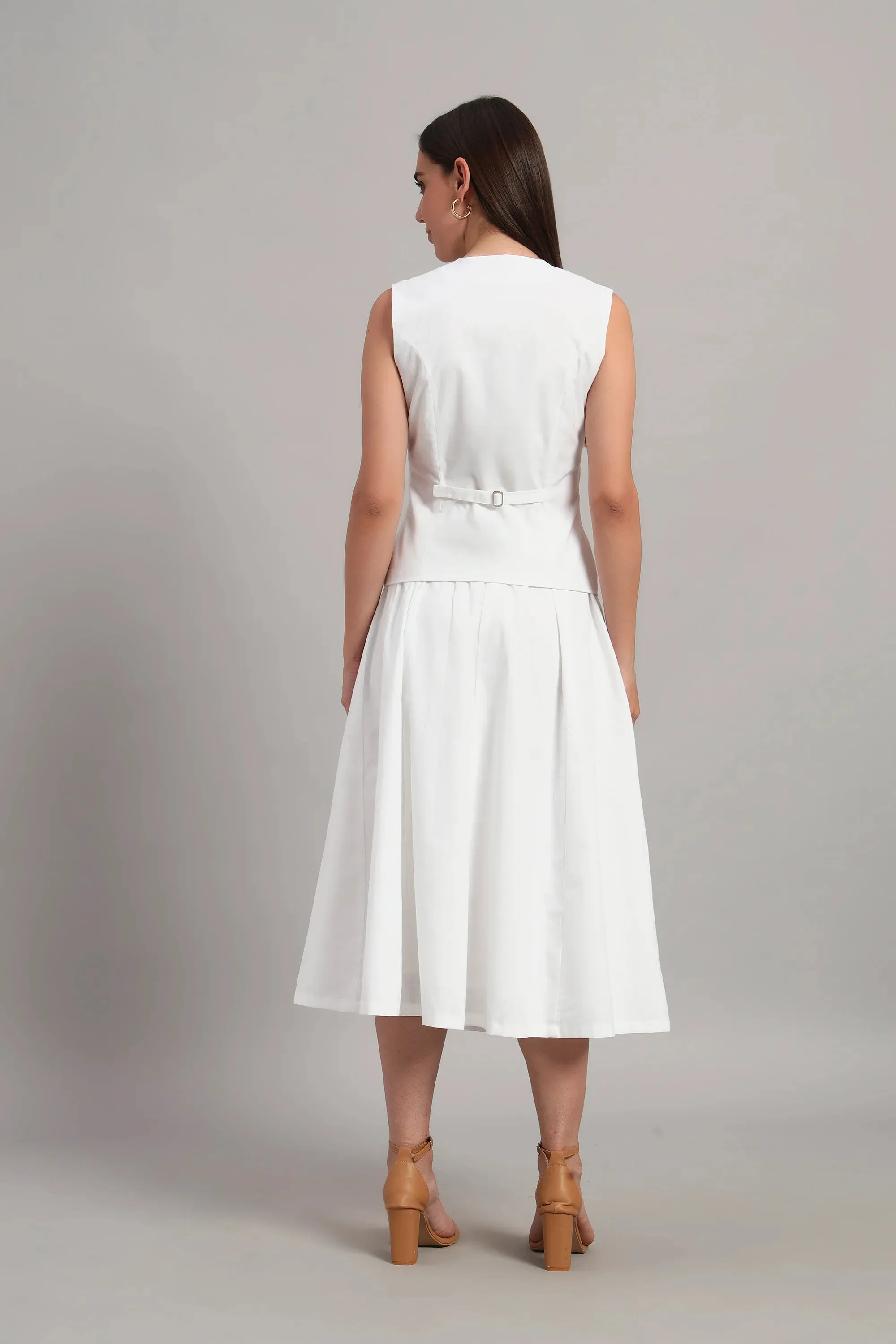 The Classic White Waistcoat & Skirt Set