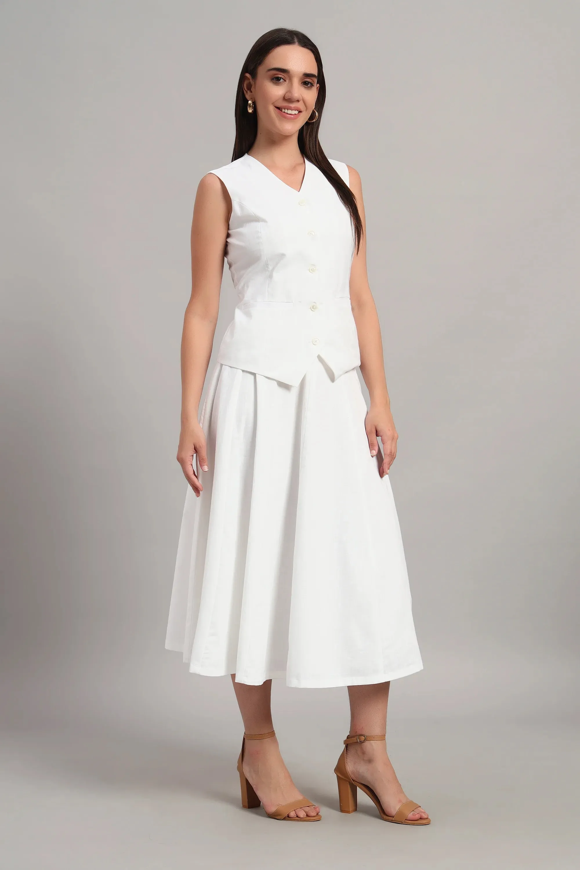 The Classic White Waistcoat & Skirt Set