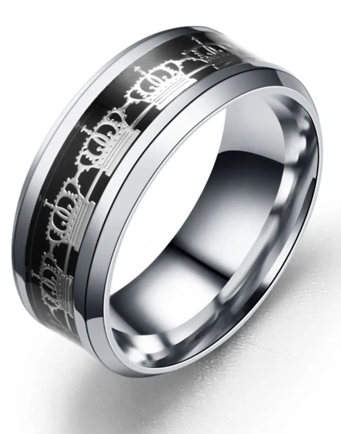 Titanium Silver Band Ring for Men