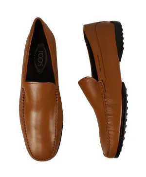 TOD’S - Brown “LOGO Gommini” Vamp Engraved Italian Leather Loafers- 12.5