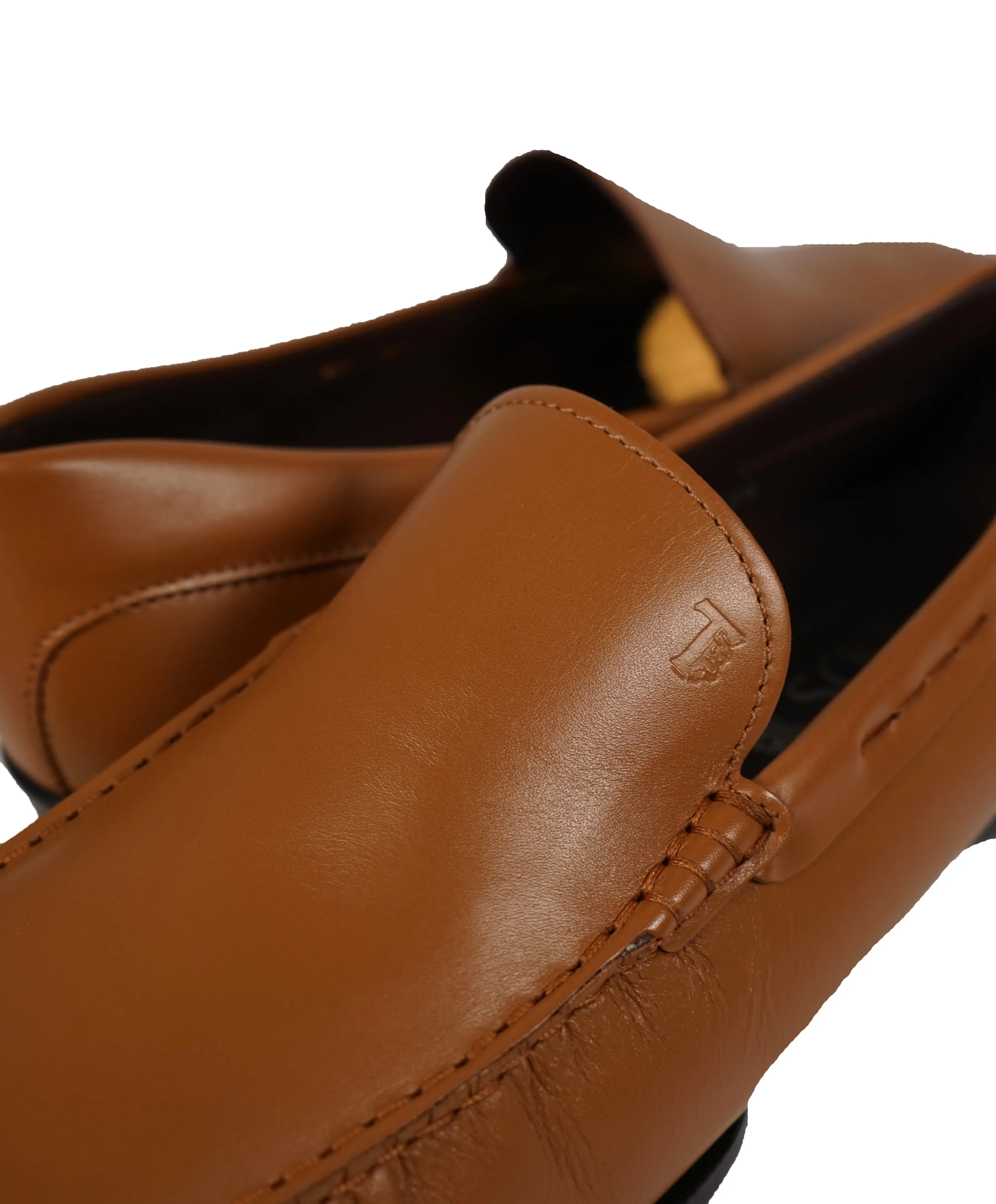TOD’S - Brown “LOGO Gommini” Vamp Engraved Italian Leather Loafers- 12.5