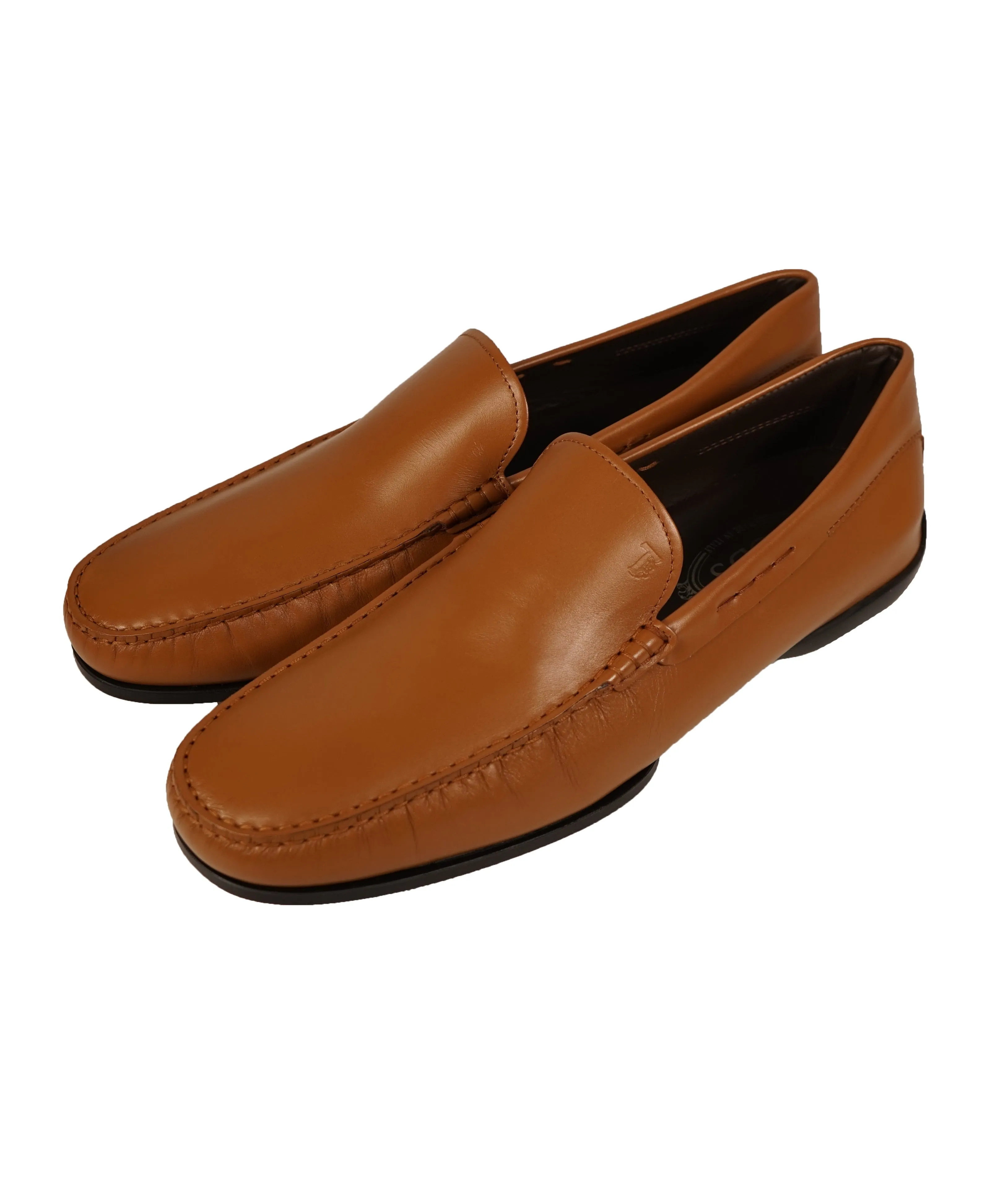 TOD’S - Brown “LOGO Gommini” Vamp Engraved Italian Leather Loafers- 12.5