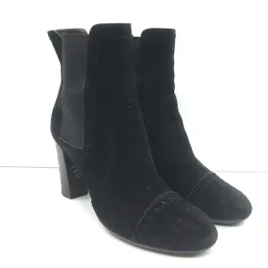 Tod's Wingtip Chelsea Boots Black Suede Size 39.5 High Heel Ankle Boots