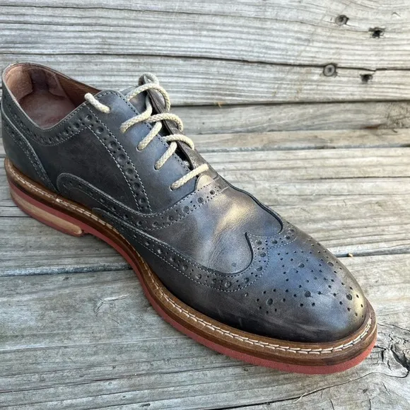 Too Boot New York - Burnished Oxford Soft Leather Wingtip - Gray - Men's size 9