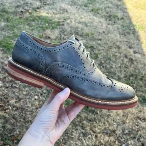 Too Boot New York - Burnished Oxford Soft Leather Wingtip - Gray - Men's size 9