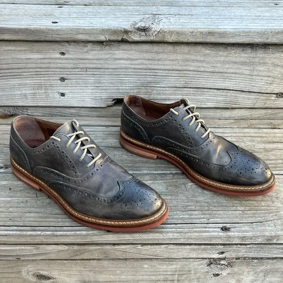 Too Boot New York - Burnished Oxford Soft Leather Wingtip - Gray - Men's size 9