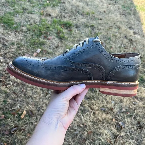Too Boot New York - Burnished Oxford Soft Leather Wingtip - Gray - Men's size 9