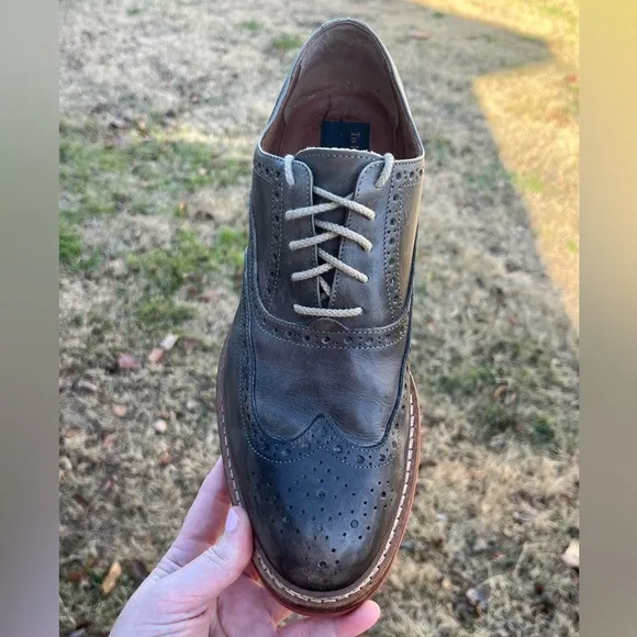 Too Boot New York - Burnished Oxford Soft Leather Wingtip - Gray - Men's size 9