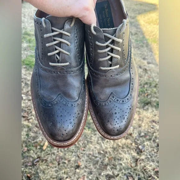 Too Boot New York - Burnished Oxford Soft Leather Wingtip - Gray - Men's size 9