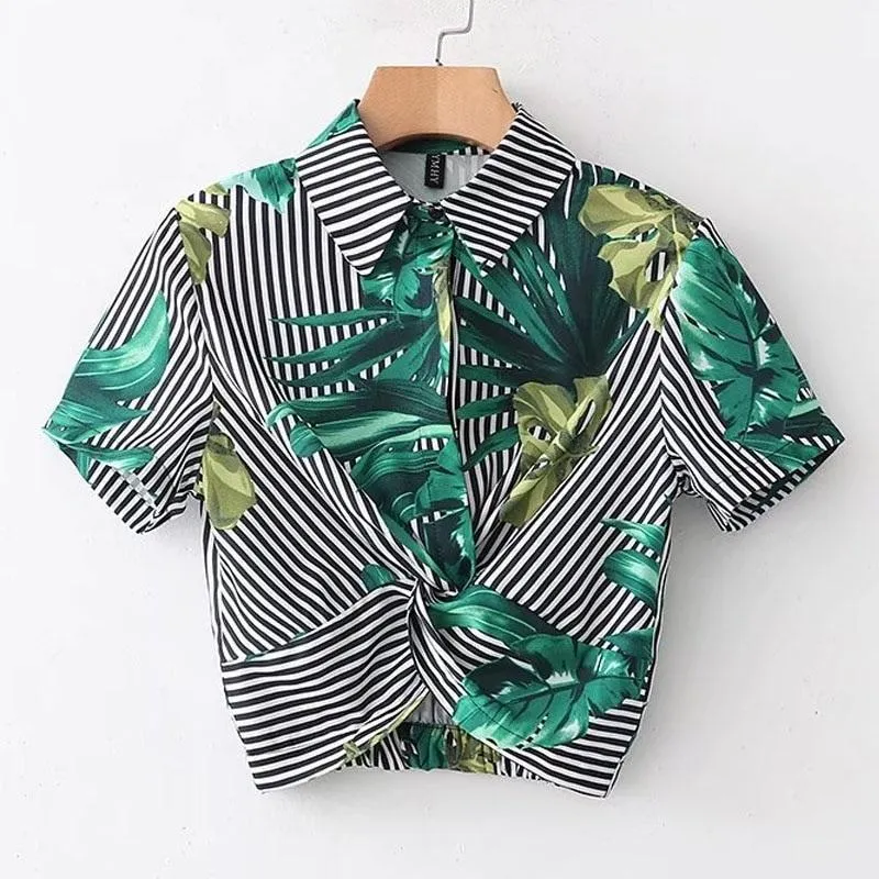 Twisted Hem Turn-Down Collar Shirt
