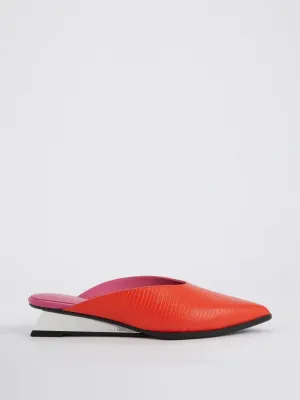 Two-Tone Lo-Lizard Embossed Leather Mules