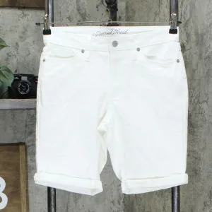 Universal Thread Women's High Rise Double Cuff Bermuda Jean Shorts White 4