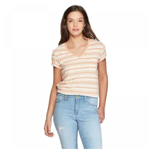 Universal Thread Women's Striped Relaxed Fit Short Sleeve V-Neck T-Shirt