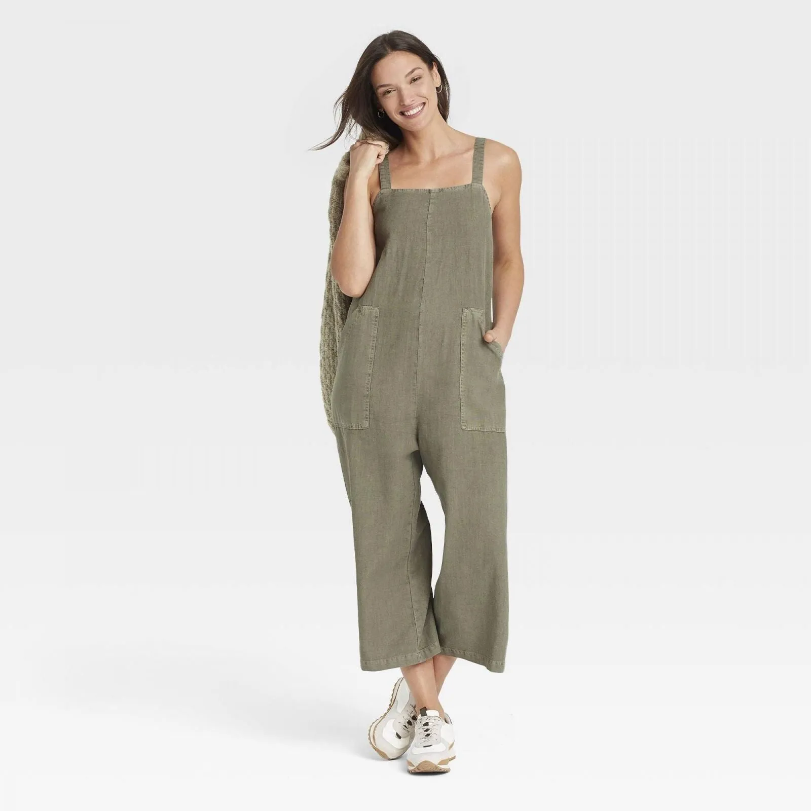 Universal Thread Women's Utility Cropped Jumpsuit Green XL