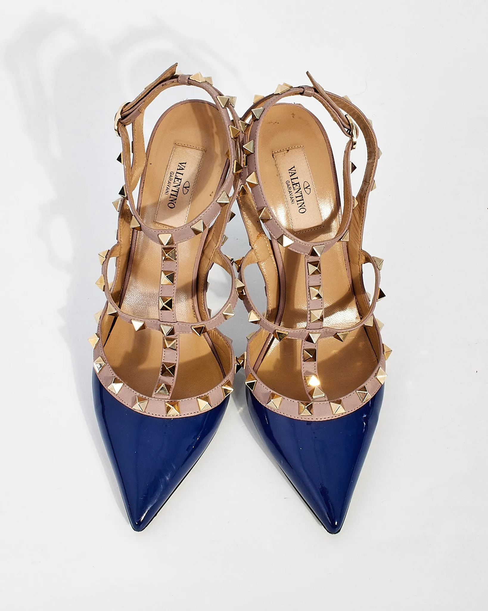 Valentino Blue Patent Leather Rockstud Pumps - 39