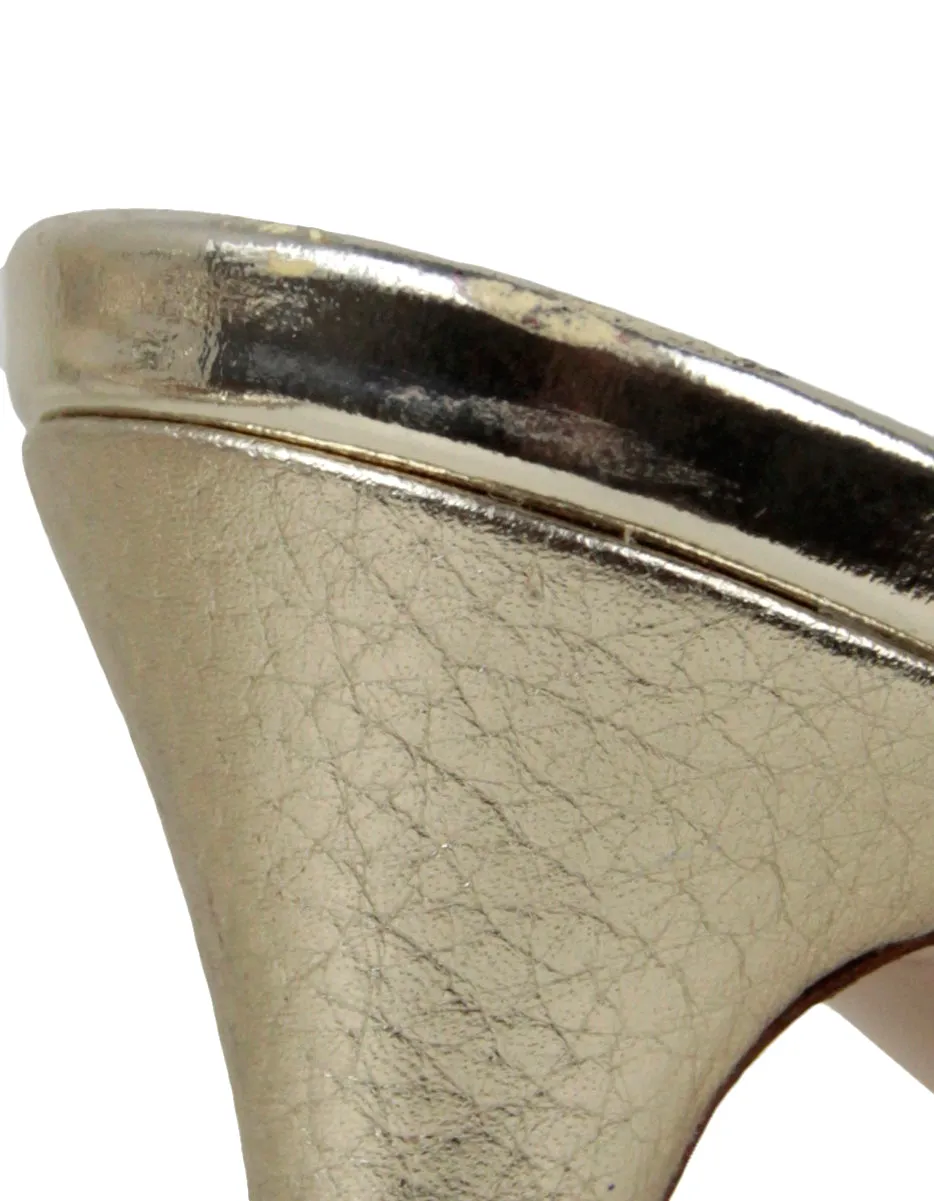 Valentino Rockstud Caged 100 Gold Leather Mules sz 39.5