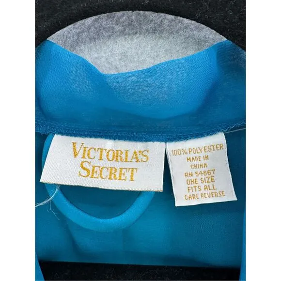 Victoria’s Secret Gold Label Womens Blue Belted Kimono Sleeve Robe One Size Fits