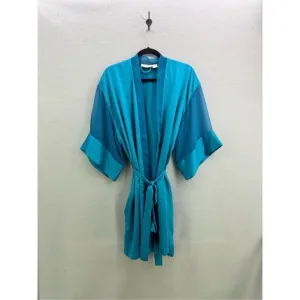 Victoria’s Secret Gold Label Womens Blue Belted Kimono Sleeve Robe One Size Fits
