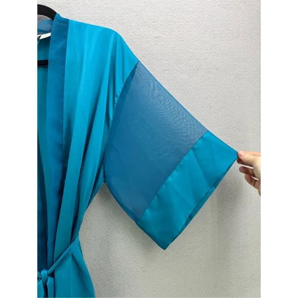 Victoria’s Secret Gold Label Womens Blue Belted Kimono Sleeve Robe One Size Fits