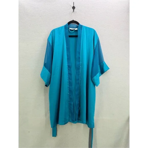 Victoria’s Secret Gold Label Womens Blue Belted Kimono Sleeve Robe One Size Fits