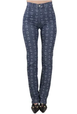 Vintage MCM Logo Print Cigarette Stretch Jeans