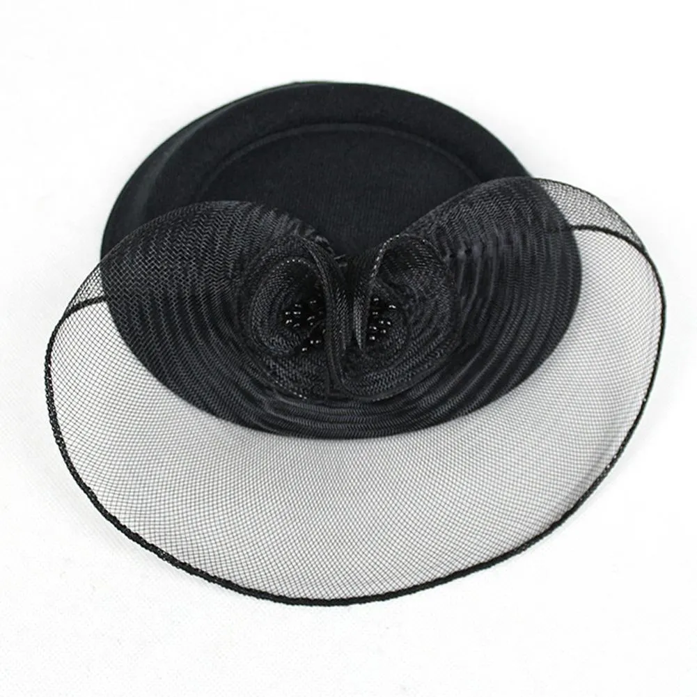 Vintage Mesh Net Wool Felt Pillbox Flower Women Fascinator Hat Hair Clip