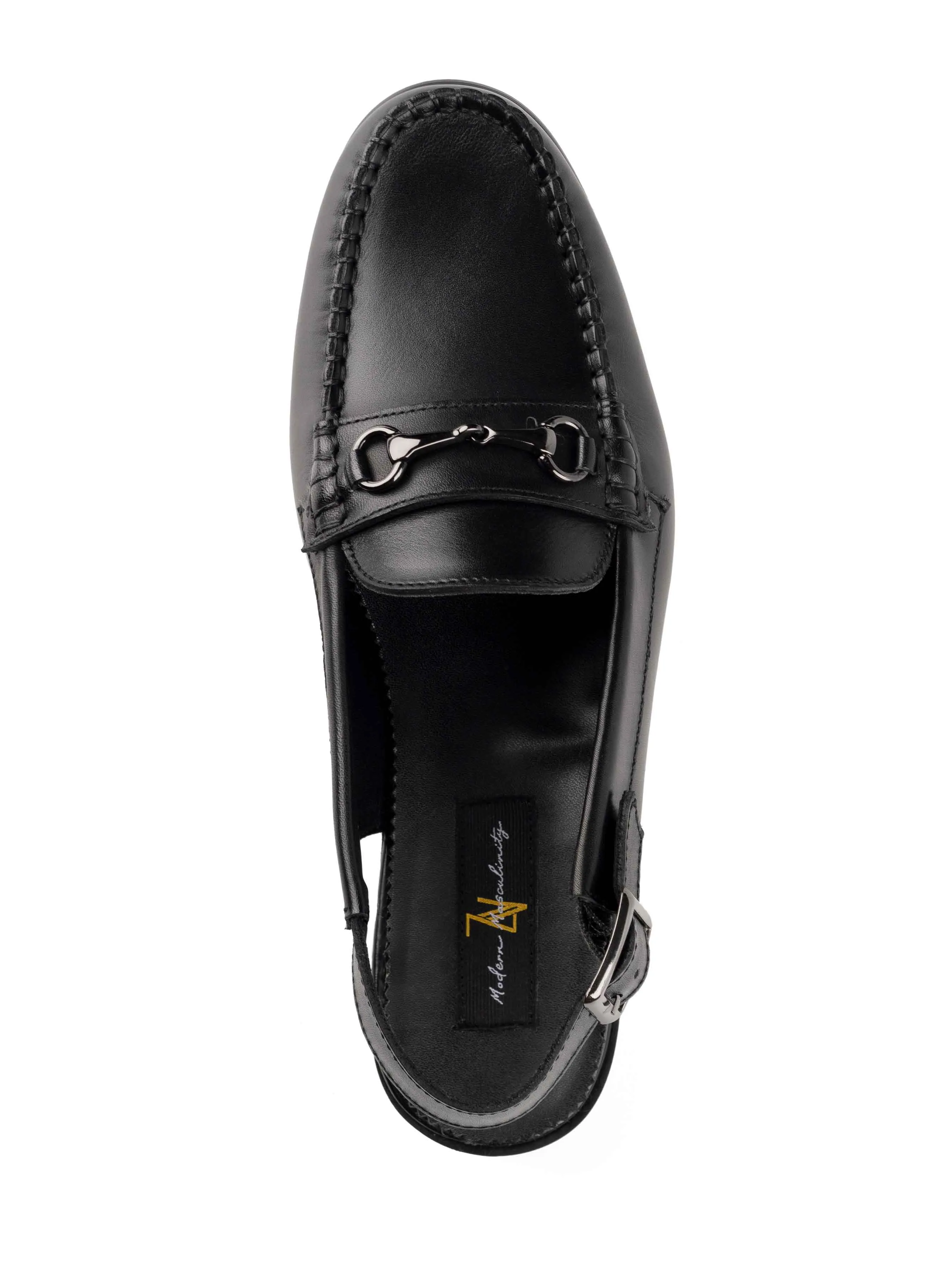 Viola Horsebit Slingback Sandal - Black Leather